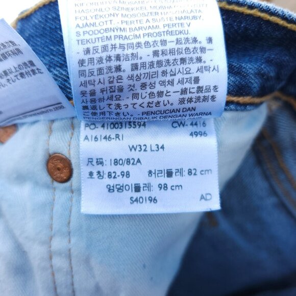 Levi's 501 Denim Jeans Mens 32 x 34 Button Fly - Picture 4 of 10